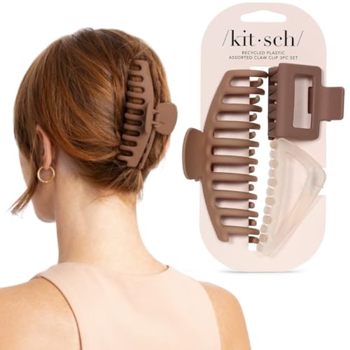 Kitsch Große Sortierte Haarspangen für Damen, Mittelgroße Offene Haarkrallen für Dickes Haar, Kleine Offene Haarspange & Große Haarklammer für Teenager-Mädchen, 3 Stück