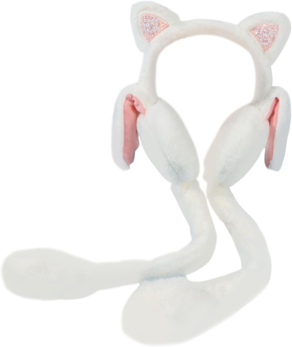 Furry Bunny Ear Muffs Winter Ear Warmer for Women Cartoon Earmuff Light Color One Size Outdoor Cold Weather