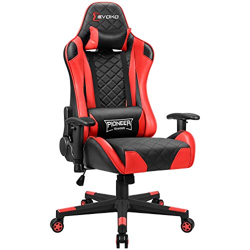 Gaming Stuhl Racing Computerstuhl Ergonomischer PC Stuhl Höhenverstellbarer Schreibtischstuhl Hoher Rückenlehne Bürostuhl, Rot