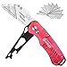BIBURY Cutter Professionnel Pliant, Cutters Multifonction Couteau Pliant en Métal avec 10 SK5 Lames, Couteau Professionnel fourni Bouton de Déclenchement Rapide et Poignée Ergonomique - Rouge