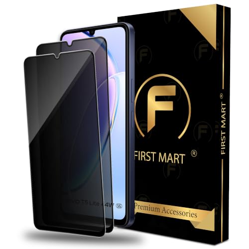 Image of FIRST MART Privacy Tempered Glass for Vivo T5 Lite, 2 Pack | Anti-Spy 9H Screen Protector, Edge-to-Edge, Case-Friendly, Scratch Resistant, Bubble-Free