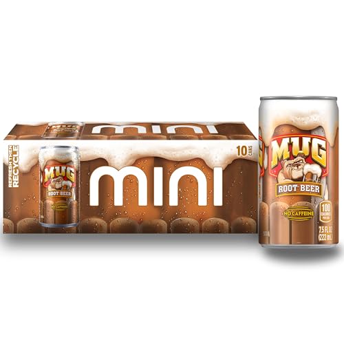 Mug Root Beer Soda, 7.5 Ounce Mini Cans, 10 Pack