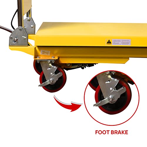 Xilin Single Scissor Hydraulic Lift Table Cart Manual Lift Truck With Foot Pump, 660Lbs Capacity, 35.4" Lifting Height #TOP7