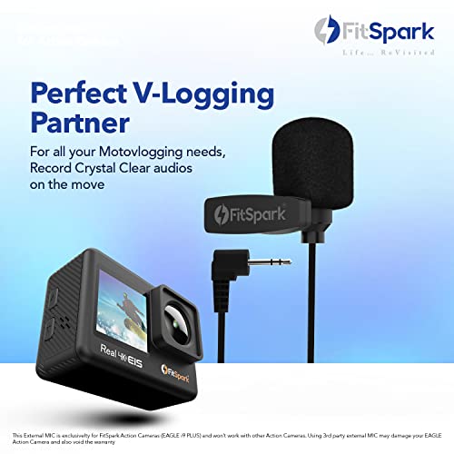 Image of FitSpark 2.5mm External MIC Exclusively for Eagle i9 Plus Action Camera with 2.5mm Connector | Convenient Clip | Long Cable