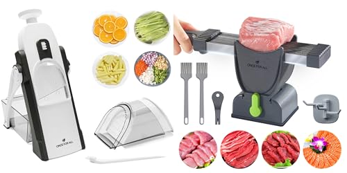 ONCE FOR ALL Safe Mandoline Slicer Black & Fresh Meat Slicer Black