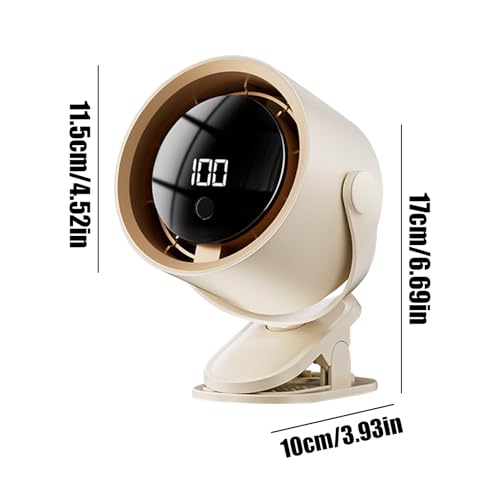 Ventilateur à clip rechargeable USB extérieur maison avec écran LED et pince de bureau