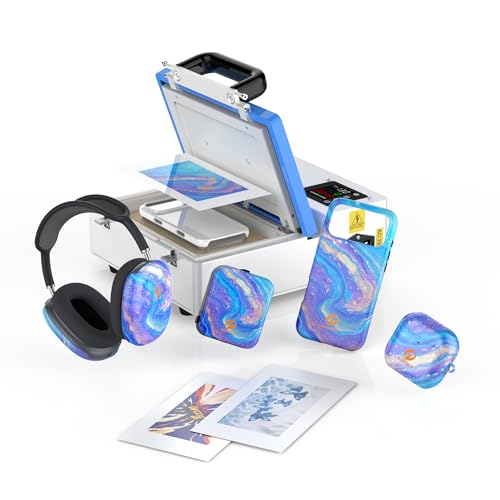 DUDUSUB Phone Case Heat Press Machine for iPhone,3D Sublimation Vacuum Heat Press Machine for Sublimation Blanks Phone Cases, Airpods,Headphone,DIY Customize Phone Case Printer Machine (Blue)
