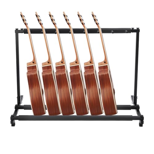 Zalydala Soporte para guitarras múltiples, soporte para 7 guitarras, soportes y soportes para guitarras y bajos, plegable, universal, portátil