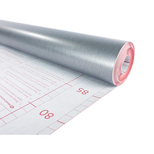 DecoMeister Papel Adhesivo Aluminio Cepillado Liso Para Cocina Armarios Vinilo Autoadhesivo Efecto Metálico Para Muebles Puertas Nevera Lámina Para Forrar Decoración Para Hogar Rollo 67,5 x 25 cm