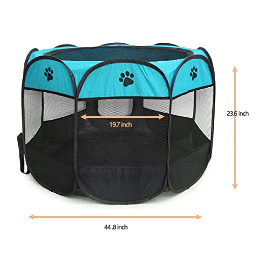 Image of Pet Playpen, Foldable Dog Playpens, Portable Exercise Kennel Tent for Puppies /Dogs /Cats /Rabbits, Dog Play Tent with Removable Mesh Shade Cover for Travel Indoor Outdoor Using