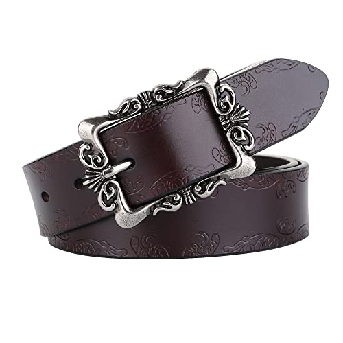 Belt for Women Classic Women'Vintage Buckle Belt-Leather Adjustable Stylish Belt for Pants and Jeans