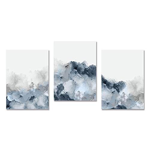 Affiches murales Nordic bleu gris abstrait 70x100 cm | Lot de 3 posters salon