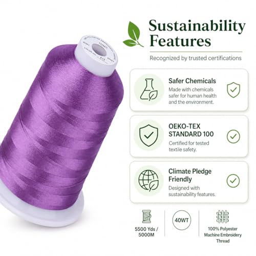 Image of Simthread 5000M 40WT Polyester Embroidery Thread, Violet 613 | 5000M 40WT polyester thread feeds smoothly for machine embroidery, monograms, logos, patches and quilting.