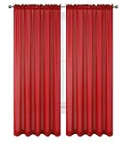 WPM WORLD PRODUCTS MART Red Window Sheer Treatment Panels Beautiful Rod Pocket Voile Elegance...