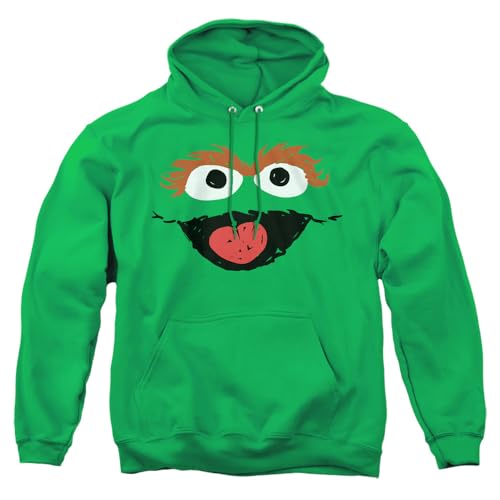 Sesame Street Oscar The Grouch Crayon Sketch Adult Pull-Over Hoodie, Kelly Green, Large