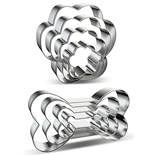 Dog Bone and Dog Paw Print Cookie Cutters Baking Set, Azflyife 8 Pieces Stainless Steel Metal Biscuit Cookie Mold for Homemade Treats