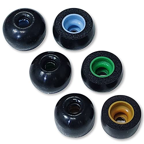 Miayaya Memory Foam Eartips TWS-Pro Ear Bud Tips Replacement Compatible for Jabra Elite 65t Active Elite Sport Samsung Gear IconX Earphone Earbuds Large Medium Small Size Durable Re-Usable 3 Pairs
