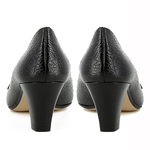 Image of LEHOOR Women Vintage Chunky Block Heel Pumps Shoes Square Pointed Toe Slip On Formal Office Work Business Loafers Shoes Suede Snakeskin Cone Heel Oxford Shoe Ladies Professional Chic Fall 4-11 M US
