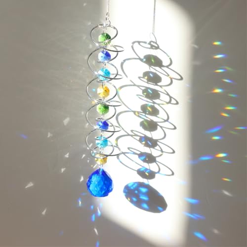 FerraDrend Acchiappasole Cristallo,45cm Acchiappa Sole da Appendere,Crystal Suncatcher,Acchiappasole in Cristallo,Appeso