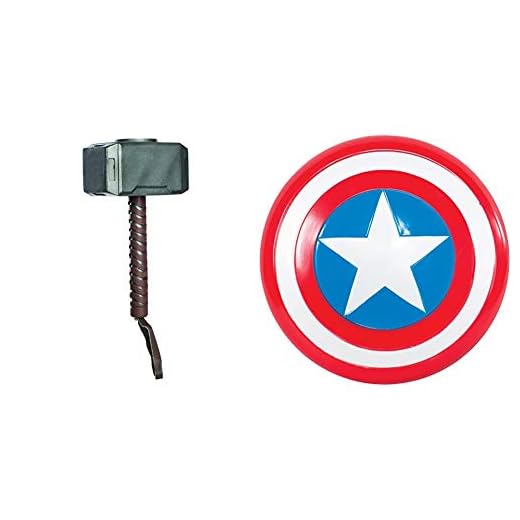 Avengers - Martillo de Thor para Disfraz de niño, Talla única Infantil (Rubie'S 35639) + Escudo de Capitán América para niño, Talla única Infantil (Rubie'S 35640)
