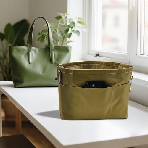 Image of Handbag Tote Purse Organizer Insert, X Large, Khaki Green