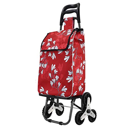 GJ-gwcd Zusammenklappbarer Einkaufskorb, tragbarer Einkaufskorb, leicht, Treppenkletterwagen, mit rollenden…
