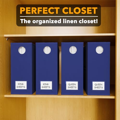 Image of SpaceAid 4 Pack Bed Sheet Organizers and Storage, Foldable Sheet Organizer for Linen Closet, Sheets Set Folder Keeper with Window XL (Queen & King Size) Bedding Container (Navy Blue, 4 Pack)