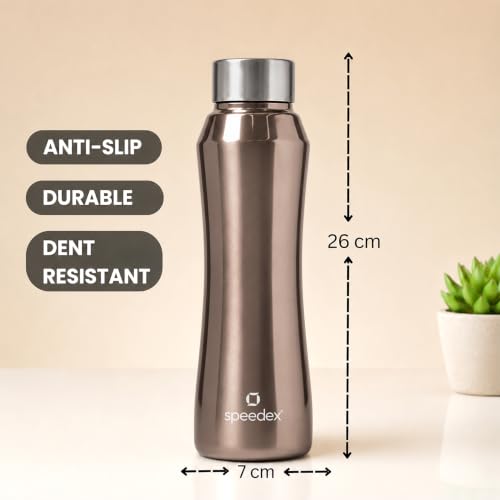 Image of Speedex Stainless Steel Water Bottle 1 Ltr, Leak Proof Screw Cap, BIS Approved 1000 ml Metal Bottle For Daily, Office, School, Gym, Travel Use for Men, Women, Kids, Adults, Copper Gold, Set of 2