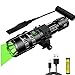 Luz de caza verde, antorcha LED verde de largo alcance de 350 yardas, linterna táctica de 1200 lúmenes con interruptor de presión Luz de depredador impermeable para caza de cerdos coyote