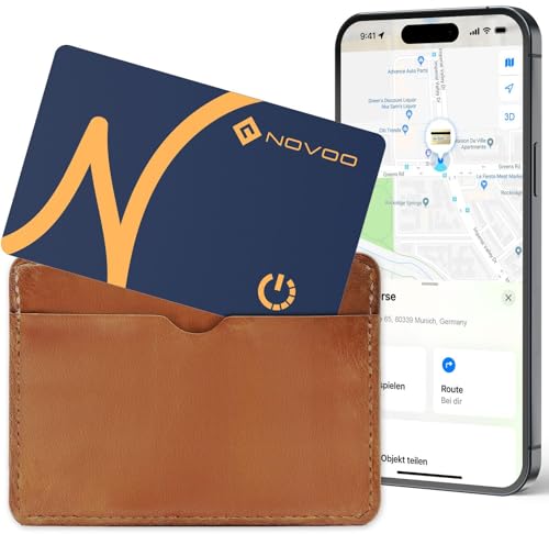 NOVOO Wallet Tracker Karte Thin 1.6mm Air Smart Tag Card Kompatibel mit Apple Wo ist? APP (iOS NUR, Android Not Supported), Bluetooth Item Finder für Geldbeutel/Reisekoffer/Taschen/Koffer und mehr