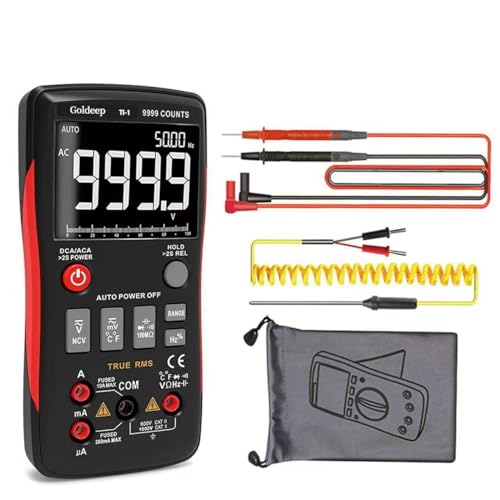 Image of 240 * 240 Resolution with 9999 Counts Multimeter, Professional Digital Multimeter for Home Inspection & Outdoor Use，-4F to 1832F Temp Range（Blackish red）