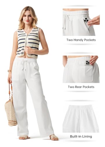 Image of Willit Women Linen Pants Wide Leg Palazzo Trousers 29 inch /31 inch / 33 inch