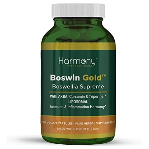 Harmony Nutraceuticals Boswin Gold Liposomal - Highest Potency Maximum Bioactivity Dr. Gumman's Clinical Grade Synergized with Turmeric & Triperine Cover