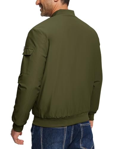 Image of TBMPOY Men's Winter Bomber Jacket Fall Casual Windbreaker Softshell Jackets | Quilted full zip coats, 5 pockets, water resistant, warm, windproof, stand-up collar, for outdoor, hiking, work, business