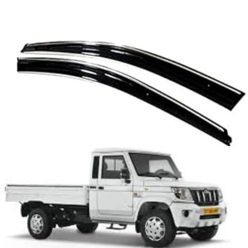 Image of CAR SAAZ Chrome Line Door Visor for Bolero Pickup Maxx (Set of 2Pcs) | Rain Guard | Wind Deflector