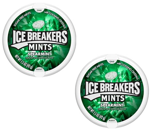 Image of Ice Breakers Sugar Free Mint with Cooling Crystal, Spearmint, 42 Gram (Pack of 2)