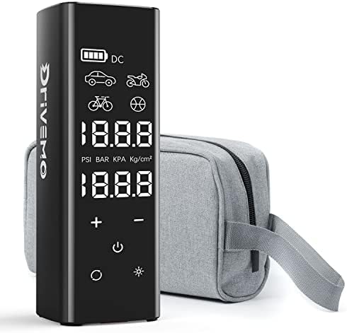 DriveMo MAX X Tire Inflator Portable Air Compressor, 2X Faster Inflation 150PSI Cordless & 12V DC 2-Way Power Supply Air Pump, 12000mAh Tire Pump with 7.4” Touch Screen for Cars, Motorcycles, E-Bikes