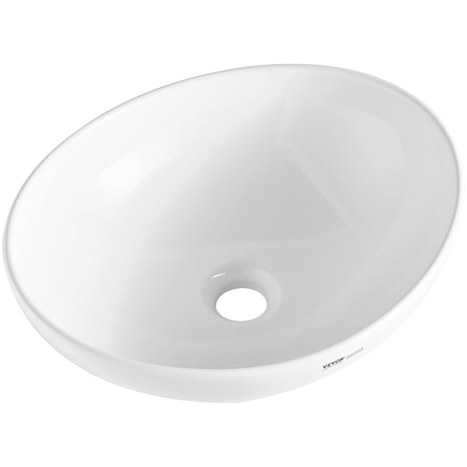 VEVOR - Fregadero ovalado, encimera de lavabo de 16 x 13.4 pulgadas, fregaderos de baño de cerámica blanca encima del mostrador, fregadero con estilo moderno, bien empaquetado para baño, hotel,