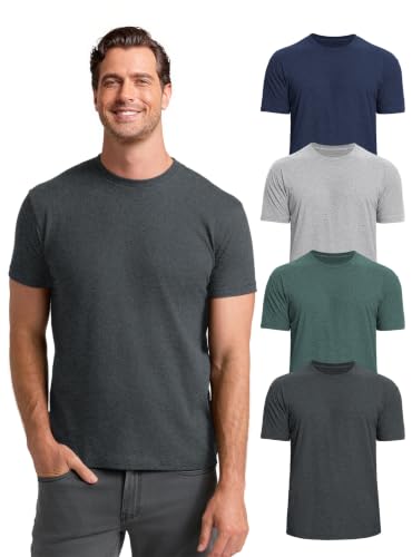 Image of Mens T Shirts Mens Crew Neck Shirts Athletic Fitted Plain Basic Tees Soft Cotton Blend Comfort T Shirts for Men
