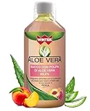 Aloe Vera para beber 99,4% con pulpa natural al sabor melocotón – Zumo sin aloína, fabricado en Italia, 1000 ml – Suplemento purificador y digestivo, fresco y agradable de beber cada día
