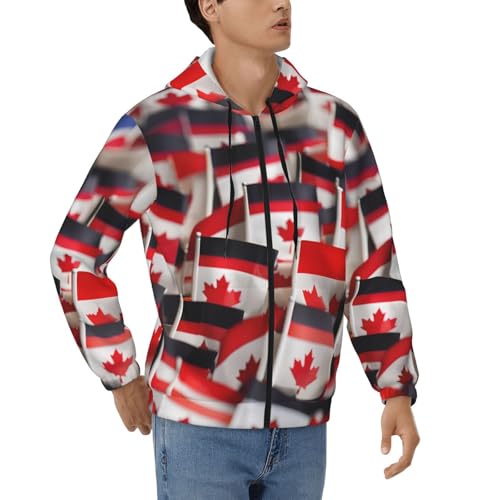 Drapeaux canadiens imprimés pour homme veste à capuche zippée