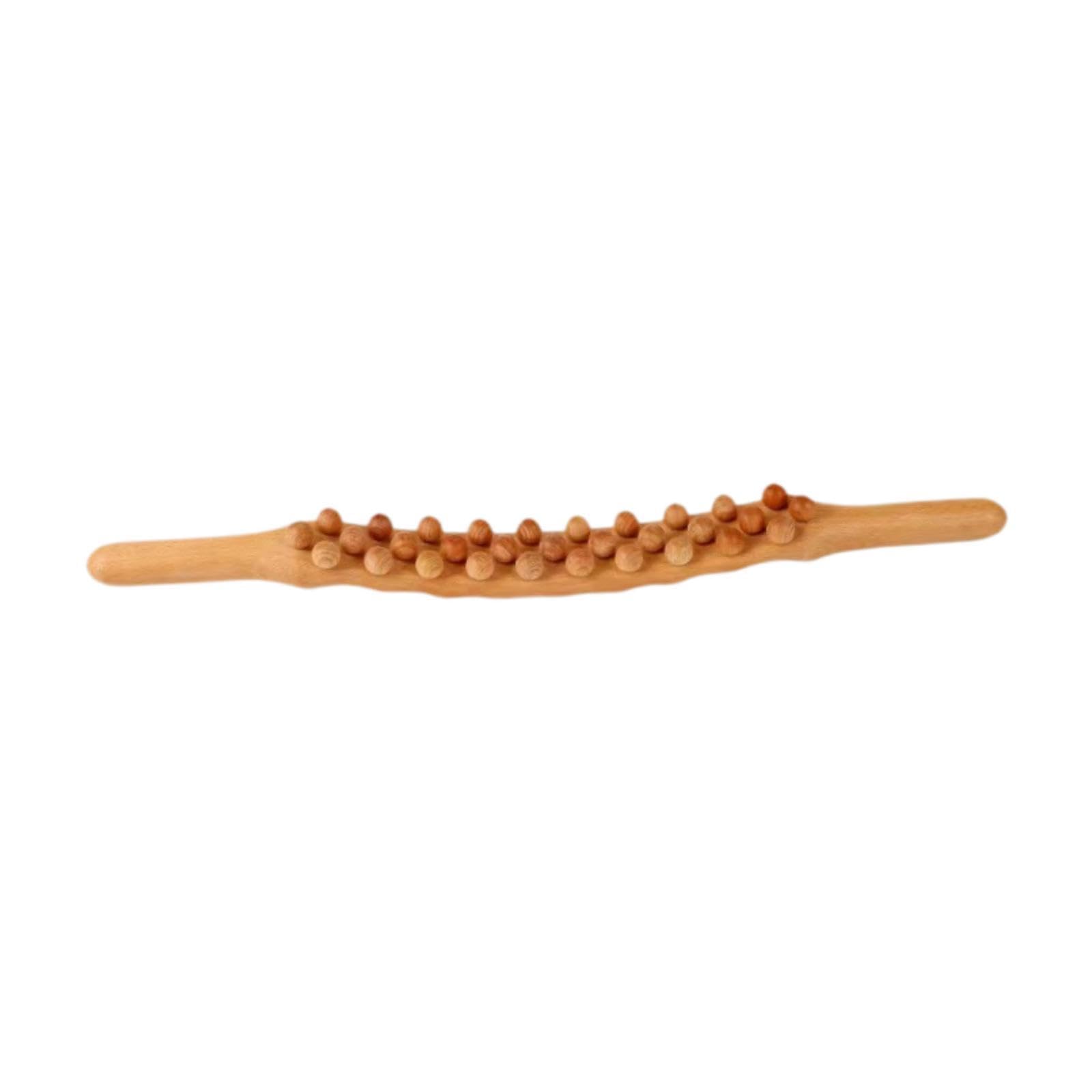Asta massaggiante in legno, strumento Guasha per massaggio drenante con perline, ideale per palestra e uso domestico, Perline Color Legno 31