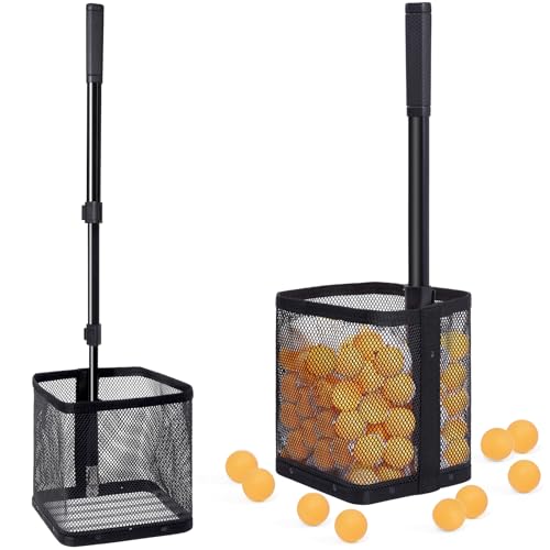 Table Tennis Ball Picker Upper - Retractable Ping Pong Ball Retriever & Storage Collector Holds 150 Balls