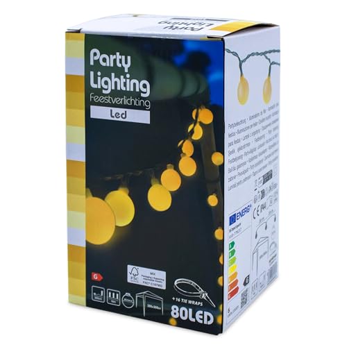 Spetebo LED Party Lichterkette mit 80 Kugeln - warm weiß - Festbeleuchtung mit ca. 16 m Länge - Pavillon Außen Party Garten Balkon Beleuchtung kabelgebunden mit Netzteil Spetebo LED Party Lichterkette mit 80 Kugeln - warm weiß - Festbeleuchtung mit ca. 16 m Länge - Pavillon Außen Party Garten Balkon Beleuchtung kabelgebunden mit Netzteil