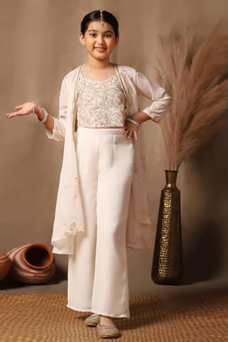 Image of Fashion Dream Girls Georgette Embroidered Palazzo Set|Kids Ethnic Wear|sharara set for girls|Indo Western Set