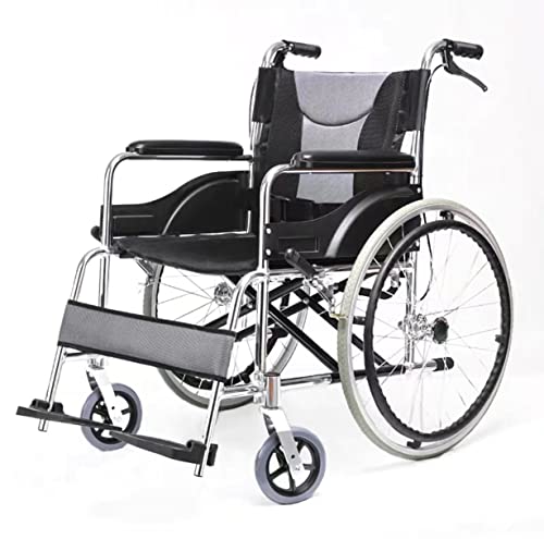 PNAJFUEL Silla de Ruedas Portátil de Transporte a Domicilio para Ancianos， Silla de Ruedas Portátil Plegable de Aleación de Aluminio Ligera de Transporte Manual a Domicilio/B