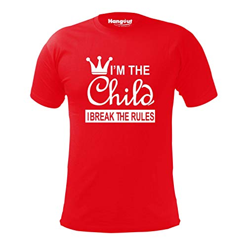 Image of Hangout Hub Boy's Cotton Printed Regular Fit T-Shirts | I am The Child I Break The Rules printed | Half Sleeves | Round Neck