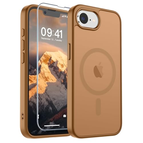 Image of SUPFINE Magnetic for iPhone 17e Case /iPhone 16e Case (Compatible with MagSafe)(Military Grade Drop Protection) Slim Translucent Matte Shockproof with Anti-Fingerprint Phone Case,Brown