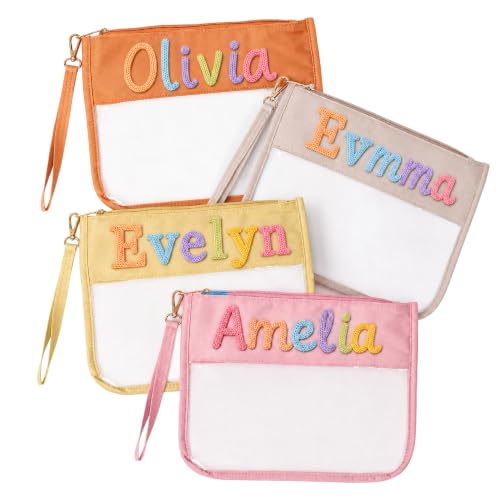 Personalized Waterproof storage bag, Chenille Custom Letter Cosmetic Pouch with...