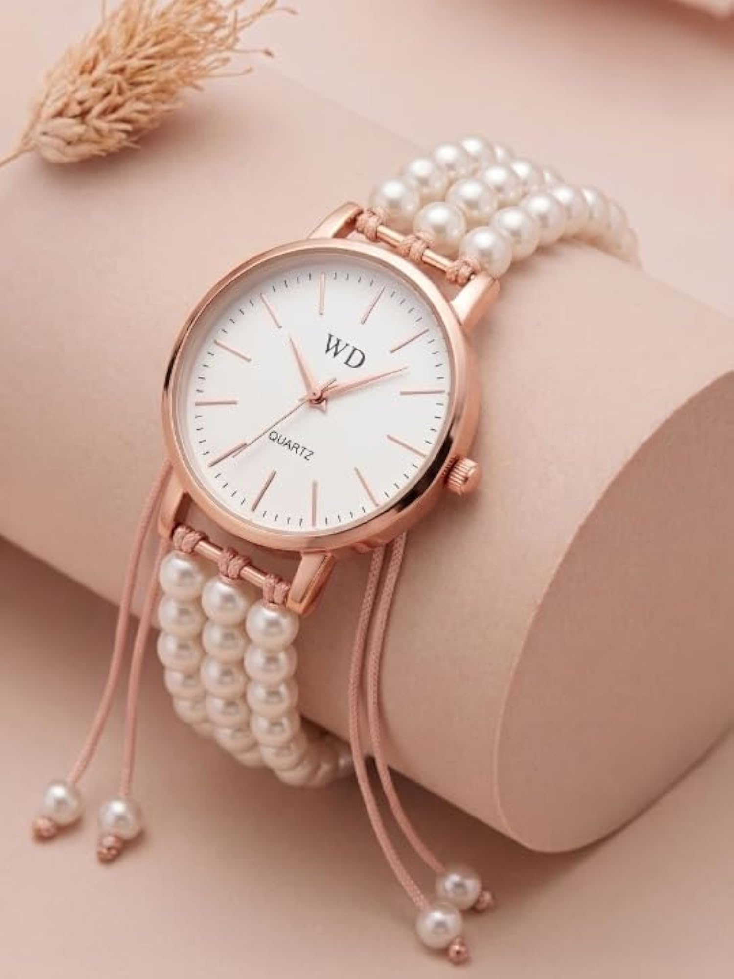 Women's Luxury Pearl Strap Analog Watch, Elegant Gift